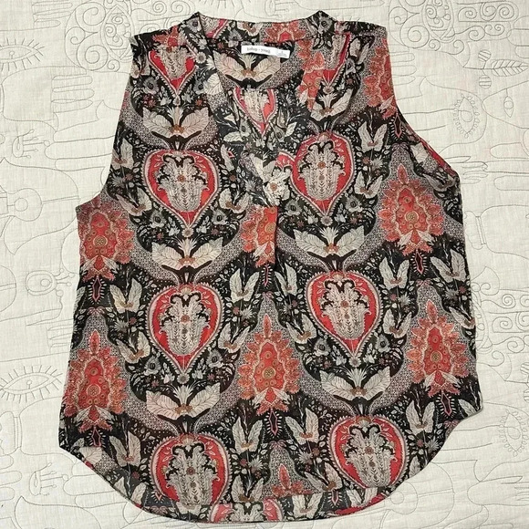 Bishop + Young Semi-sheer V-neck Top Size L - Picture 2 of 9